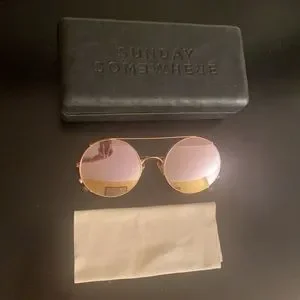 Sunday Somewhere Valentine Round Rose Gold Mirrored Convertible Sunglasses Sunday Somewhere VALENTINE-ANT Unisex Valentine Rose Gold  main image 4